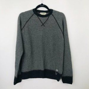 Crossley Cashmere Wool Pullover Sweater Striped Black Gray Men Size Small